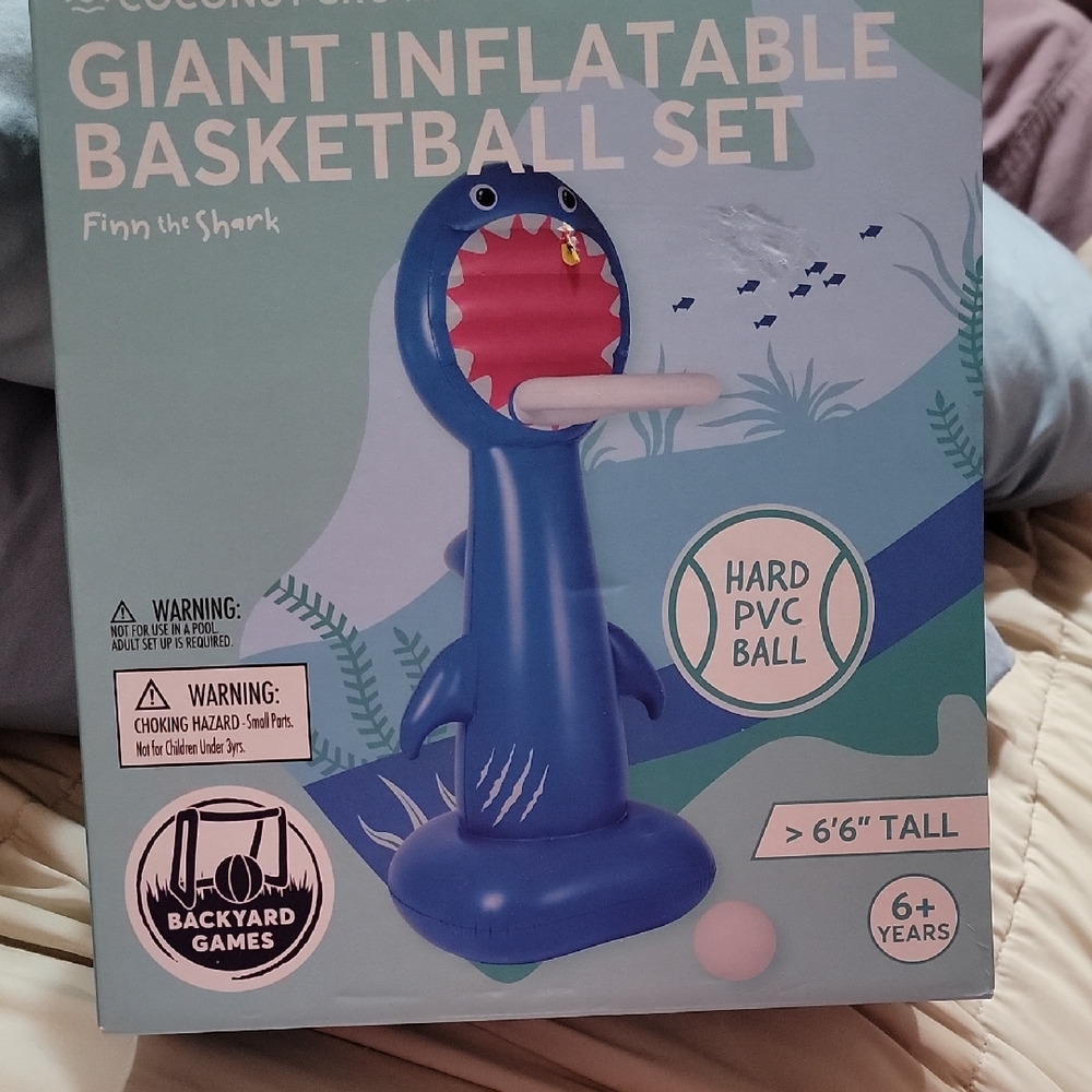 NIB Giant Inflatable Basketball Set - Blue NEW In BOX